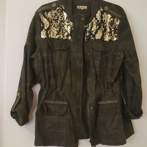 Camo & sequins cargo jacket
